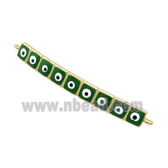 Copper Link Connector Green Enamel Evil Eye Stick Gold Plated