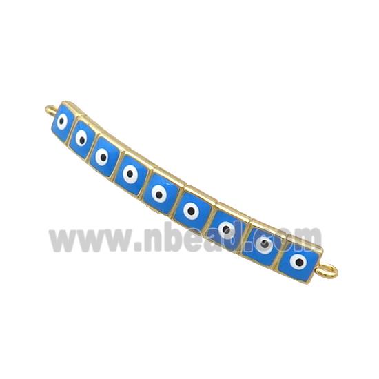 Copper Link Connector Blue Enamel Evil Eye Stick Gold Plated