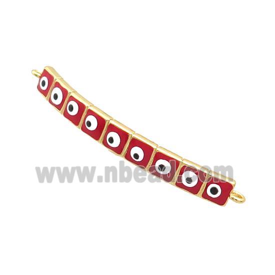 Copper Link Connector Red Enamel Evil Eye Stick Gold Plated