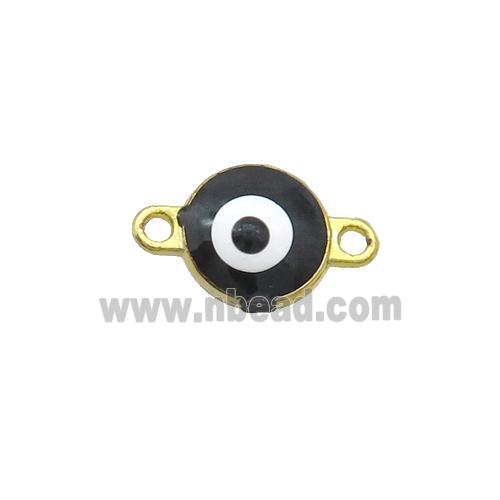 Copper Evil Eye Connector Black Enamel Gold Plated