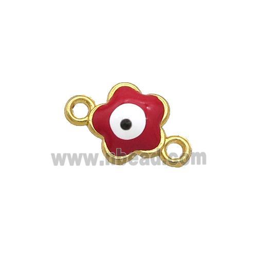 Copper Flower Evil Eye Connector White Enamel Gold Plated