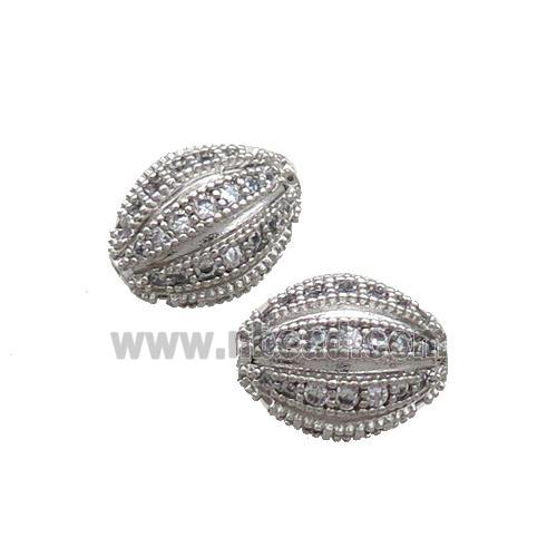 Copper Rice Beads Pave Zircon Platinum Plated