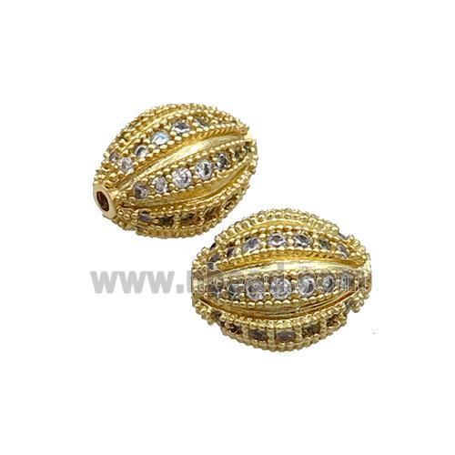 Copper Rice Beads Pave Zircon Gold Plated