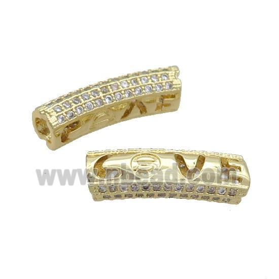 Copper Tube Beads Pave Zircon Gold Plated