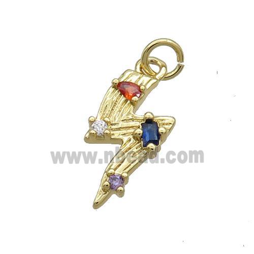 Copper Lightning Pendant Pave Zircon Gold Plated