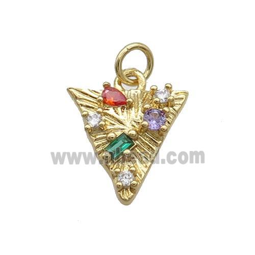 Copper Triangle Pendant Pave Zircon Gold Plated