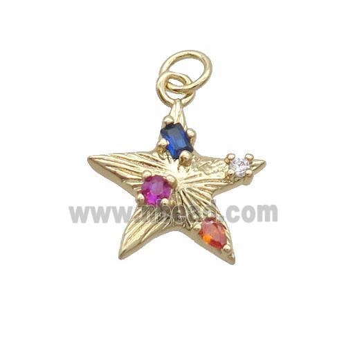 Copper Star Pendant Pave Zircon Gold Plated