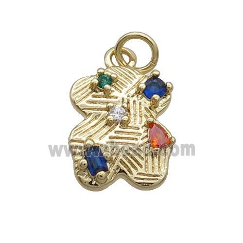 Copper Bear Pendant Pave Zircon Gold Plated