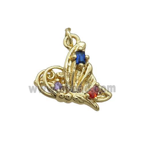 Copper Butterfly Pendant Pave Zircon Gold Plated