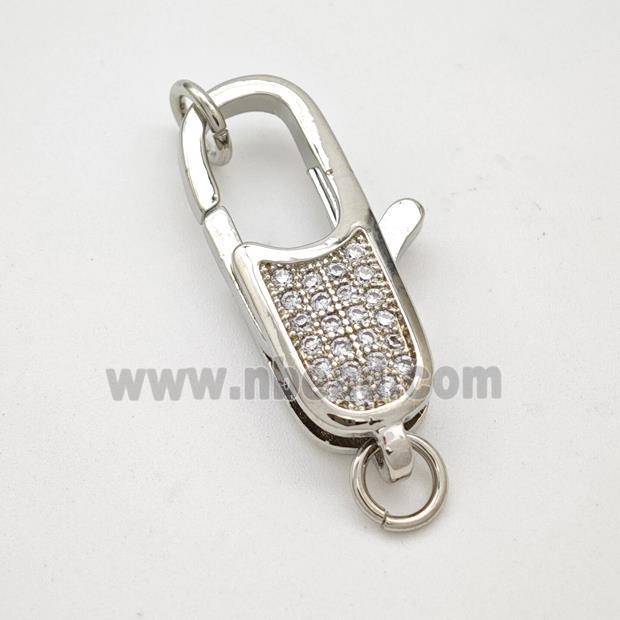 Copper Lobster Clasp Pave Zircon Platinum Plated