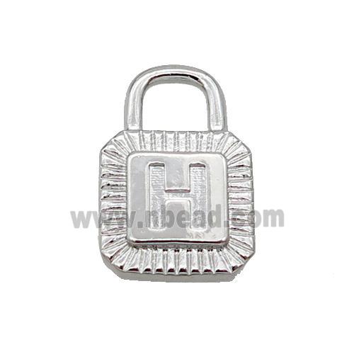 Copper Lock Pendant H-Letter Platinum Plated