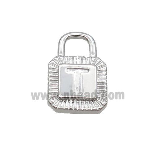 Copper Lock Pendant T-Letter Platinum Plated