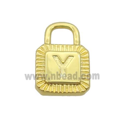 Copper Lock Pendant Y-Letter Gold Plated