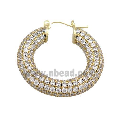 Copper Latchback Earring Pave Zircon Gold Plated