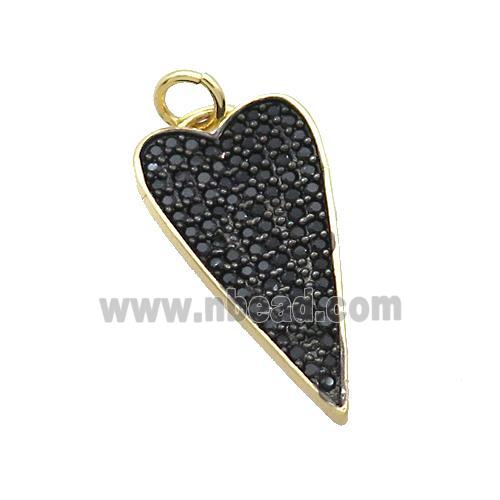 Copper Arrowhead Pendant Pave Black Zircon Gold Plated