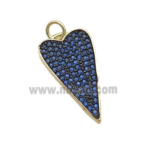 Copper Arrowhead Pendant Pave Blue Zircon Gold Plated