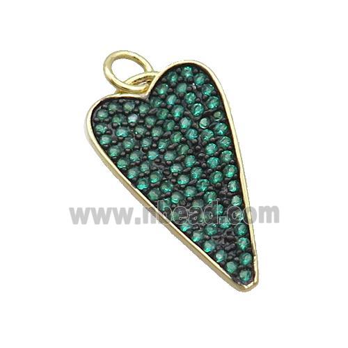 Copper Arrowhead Pendant Pave Green Zircon Gold Plated