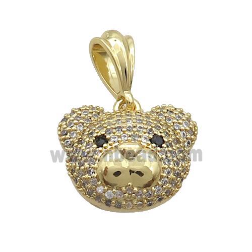 Copper Bear Pendant Pave Zircon Gold Plated