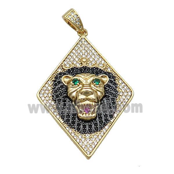 Copper Lion Pendant Pave Zircon Gold Plated