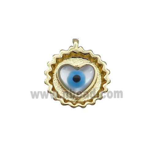 Copper Heart Pendant Pave Shell Evil Eye Gold Plated