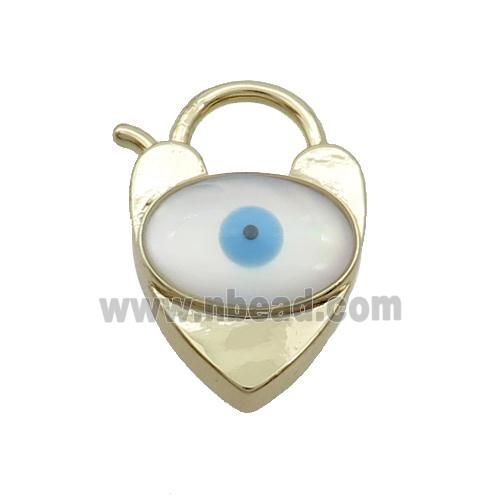 Copper Lobster Clasp Pave Shell Evil Eye Gold Plated