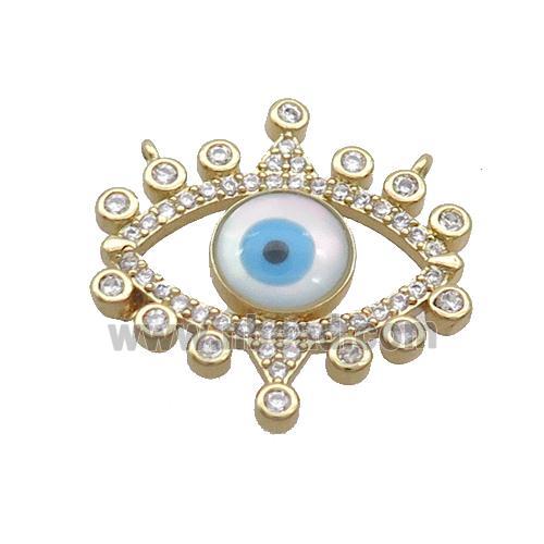 Copper Eye Pendant Pave Shell Evil Eye Gold Plated