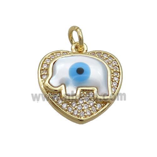 Copper Elephant Pendant Pave Zircon Shell Evil Eye Gold Plated