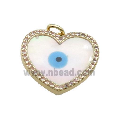 Copper Heart Pendant Pave Shell Evil Eye Gold Plated