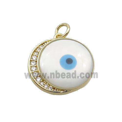 Copper Moonsun Pendant Pave Shell Evil Eye Gold Plated