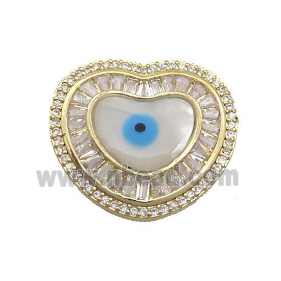 Copper Heart Pendant Pave Zircon Shell Evil Eye Gold Plated