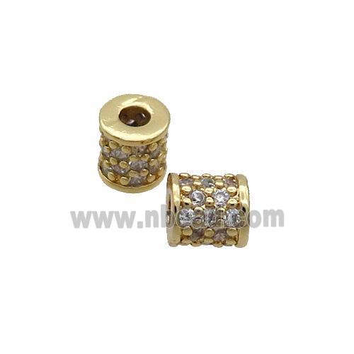 Copper Tube Beads Pave Zircon Gold Plated