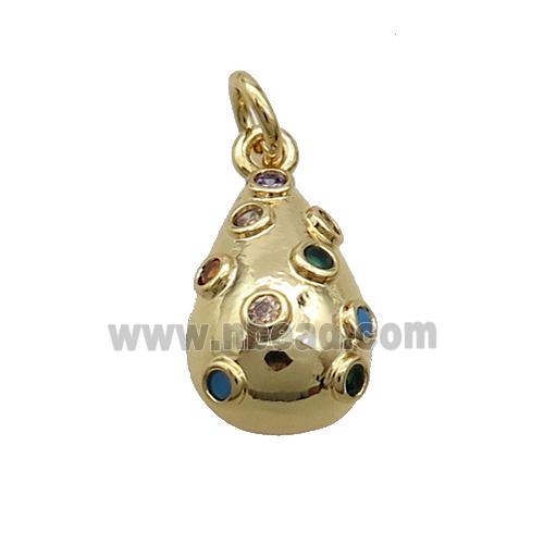 Copper Teardrop Pendant Pave Zircon Gold Plated