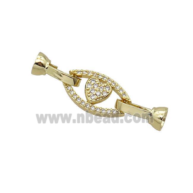 Copper Clasp Pave Zircon Heart Gold Plated