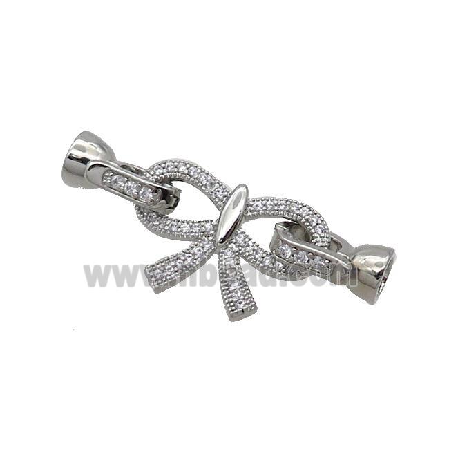 Copper Clasp Pave Zircon Bowknot Platinum Plated