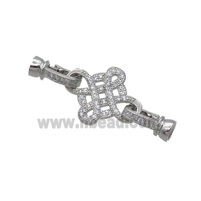 Copper Clasp Pave Zircon Bowknot Platinum Plated