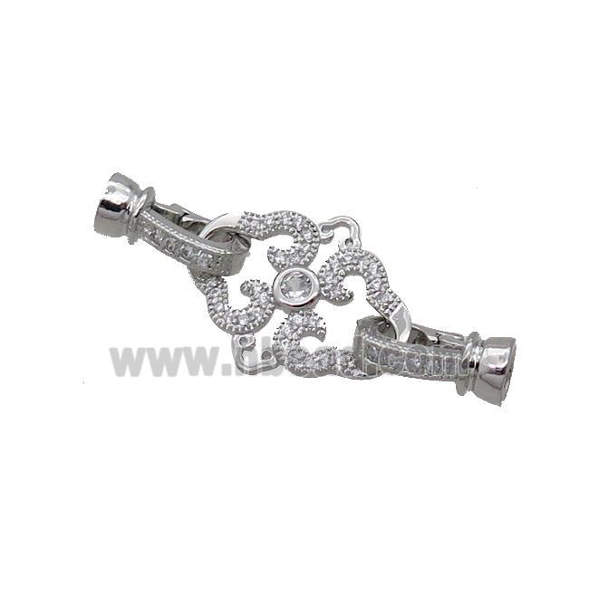 Copper Clasp Pave Zircon Platinum Plated