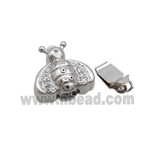 Copper Clasp Pave Zircon Slide Platinum Plated