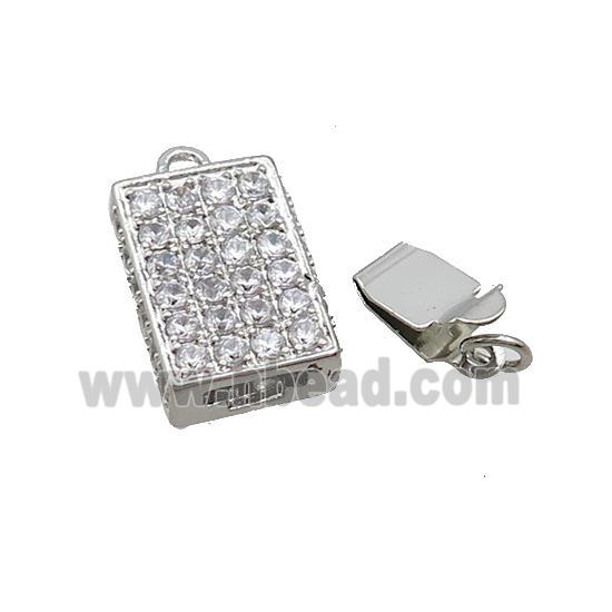 Copper Clasp Pave Zircon Slide Platinum Plated