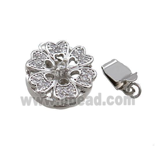 Copper Clasp Pave Zircon Slide Platinum Plated