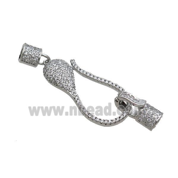 Copper Clasp Pave Zircon Platinum Plated