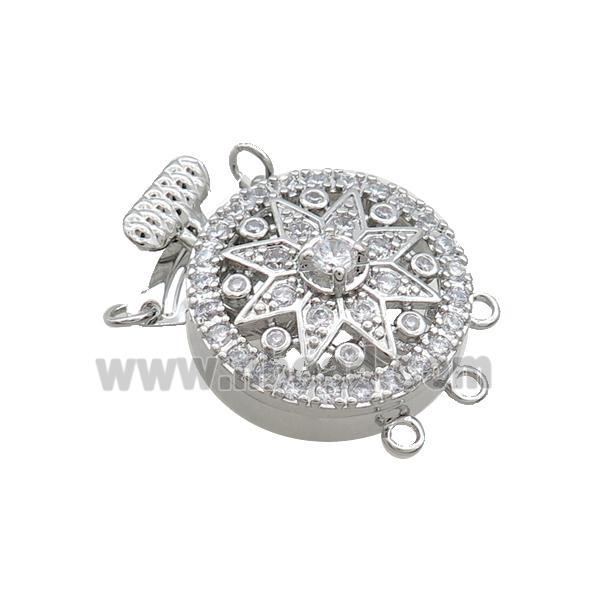 Copper Slide Clasp Pave Zircon Platinum Plated