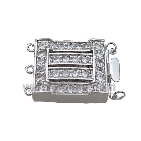 Copper Clasp Pave Zircon Slide Platinum Plated