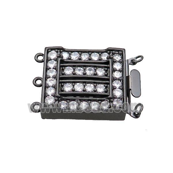 Copper Slide Clasp Pave Zircon Black Plated