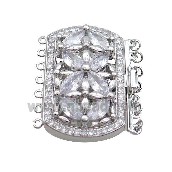 Copper Slide Clasp Pave Zircon Platinum Plated