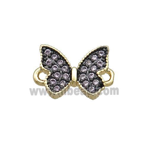 Copper Butterfly Connector Pave Zircon Gold Plated