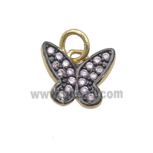 Copper Butterfly Pendant Pave Zircon Gold Plated