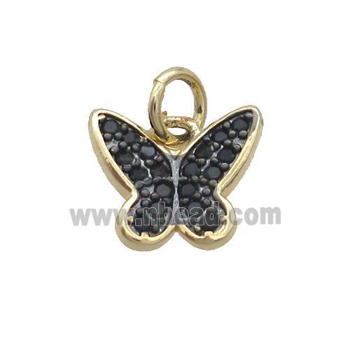 Copper Butterfly Pendant Pave Zircon Gold Plated