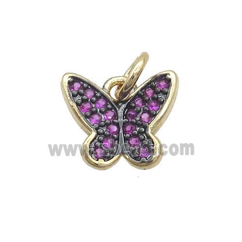 Copper Butterfly Pendant Pave Zircon Gold Plated