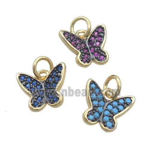 Copper Butterfly Pendant Pave Zircon Gold Plated Mixed