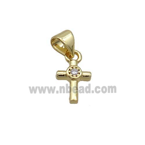 Copper Cross Pendant Pave Zircon Gold Plated